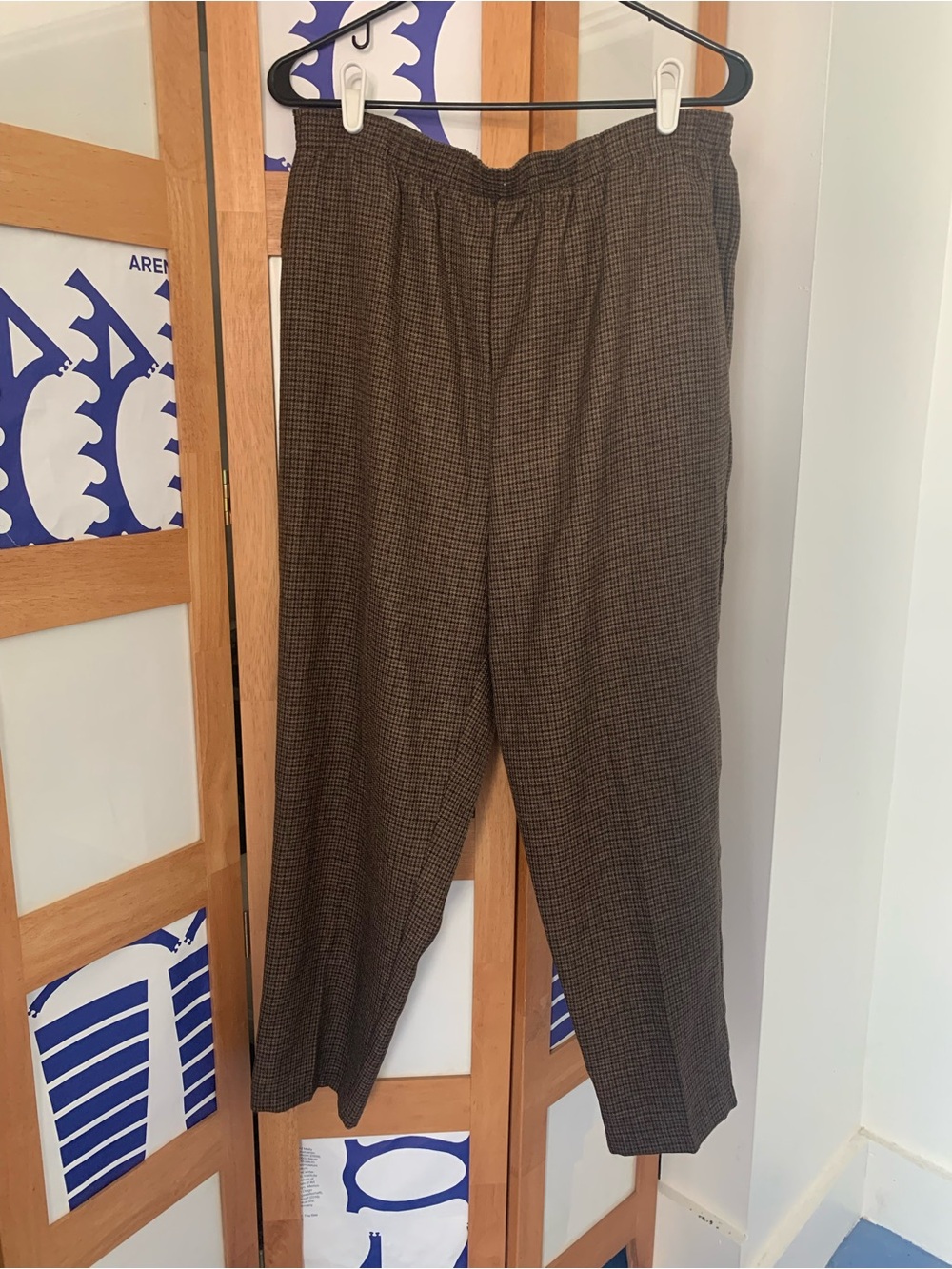 Briggs baggy pull on houndstooth trousers